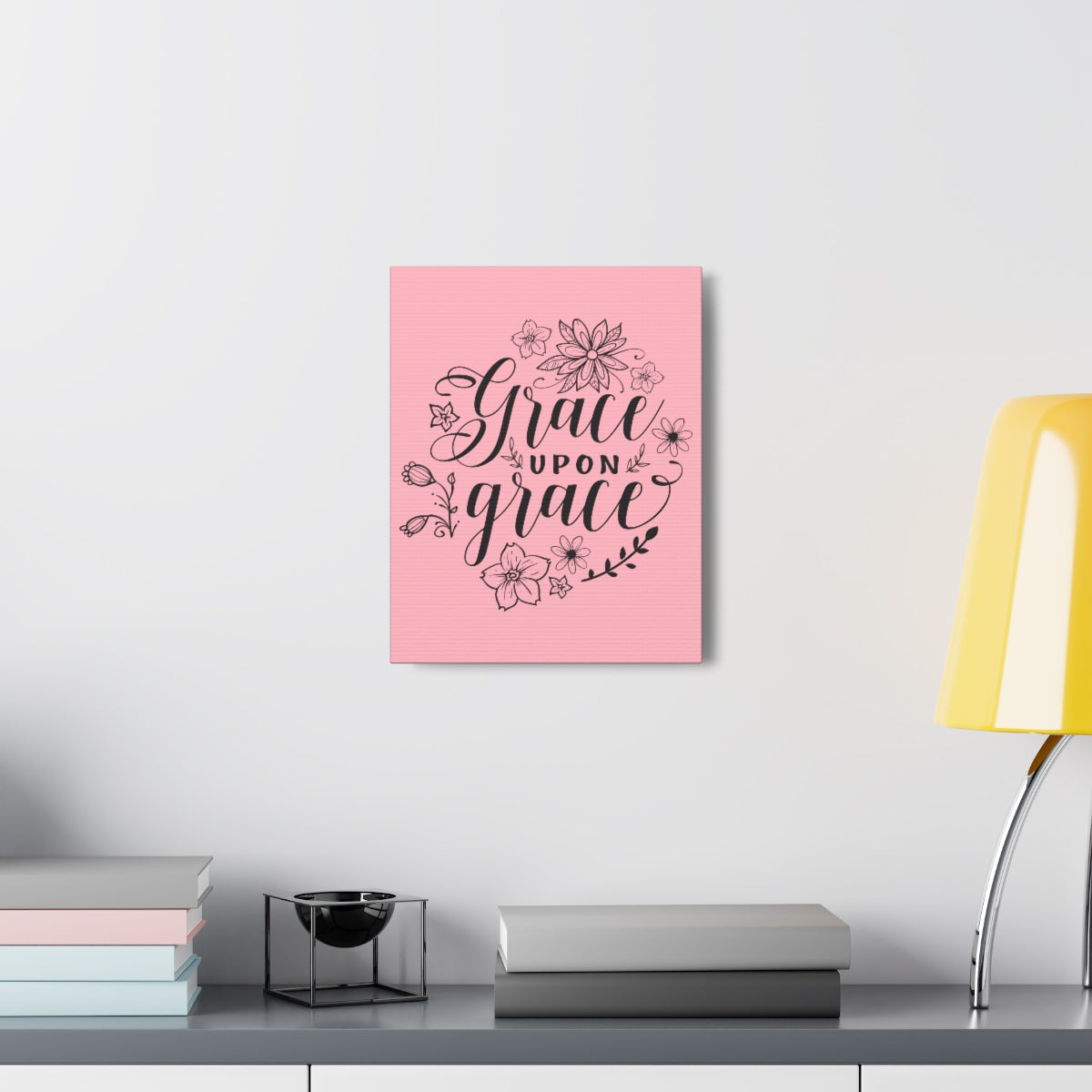 Scripture Walls Grace Upon Grace John 1:16 Pink Christian Wall Art Print Ready to Hang Unframed-Express Your Love Gifts