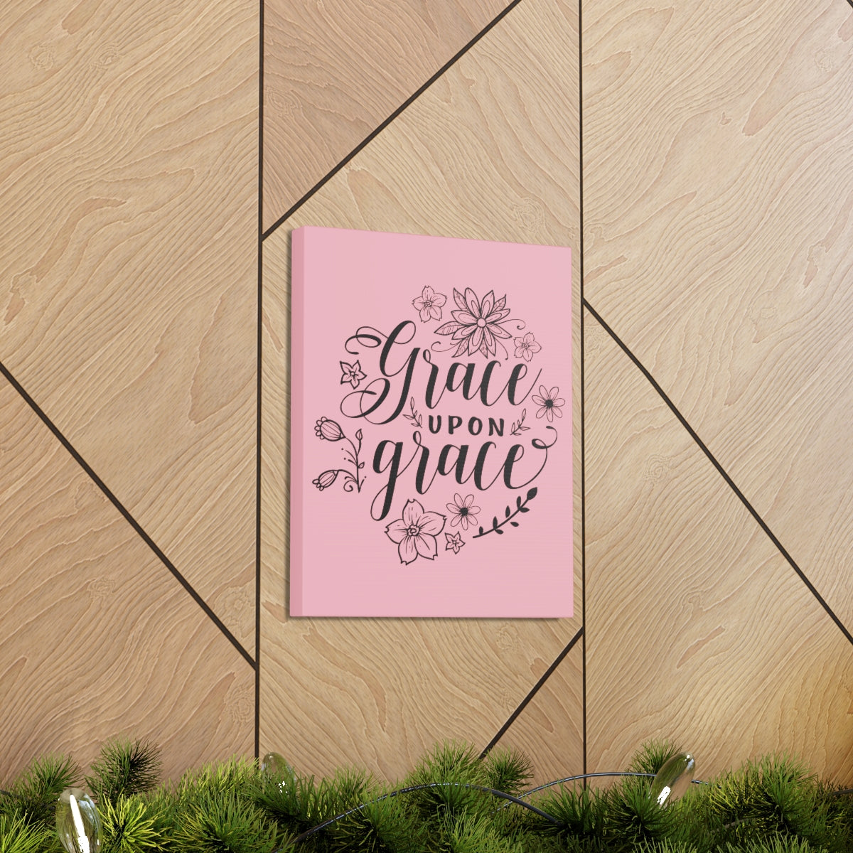 Scripture Walls Grace Upon Grace John 1:16 Pink Christian Wall Art Print Ready to Hang Unframed-Express Your Love Gifts