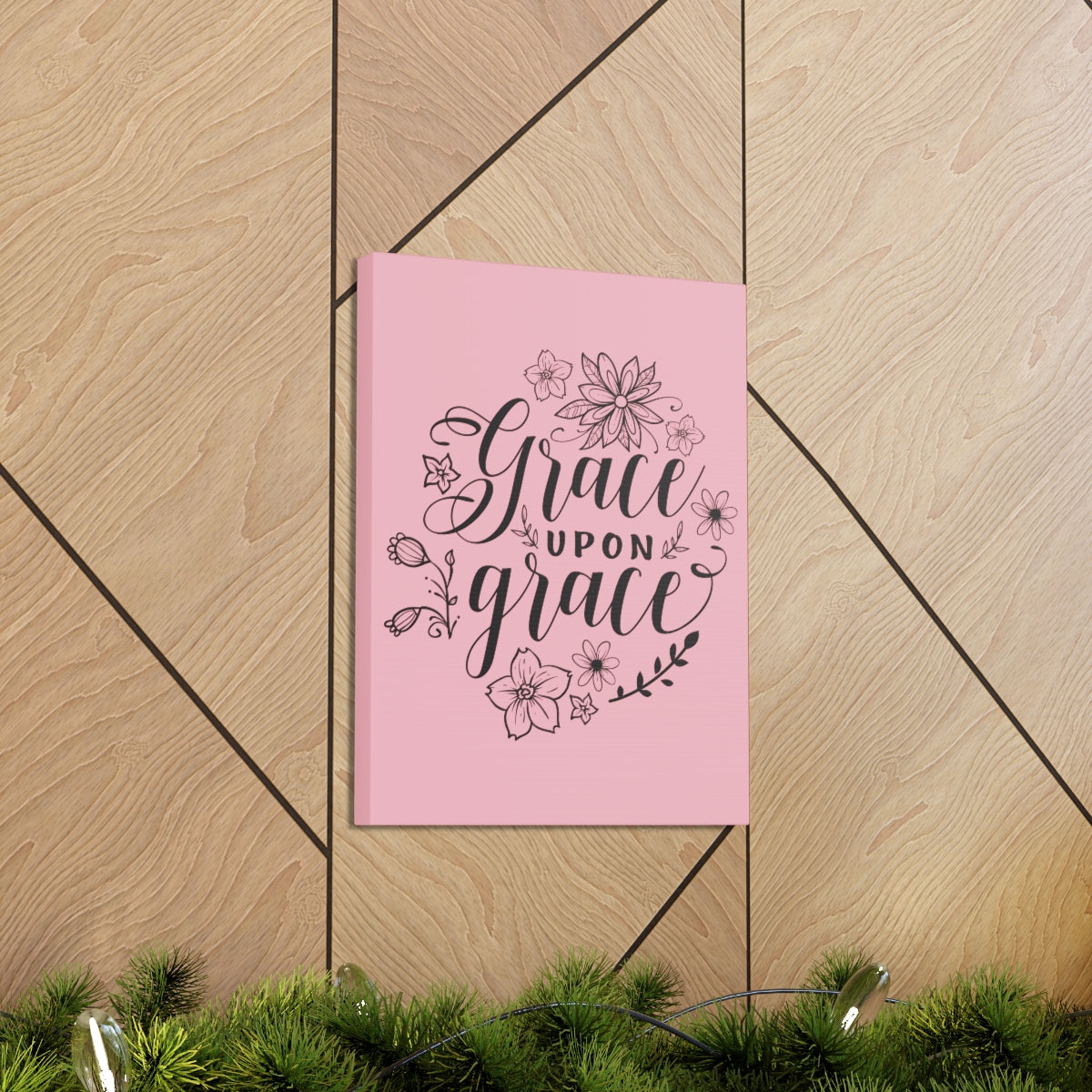 Scripture Walls Grace Upon Grace John 1:16 Pink Christian Wall Art Print Ready to Hang Unframed-Express Your Love Gifts