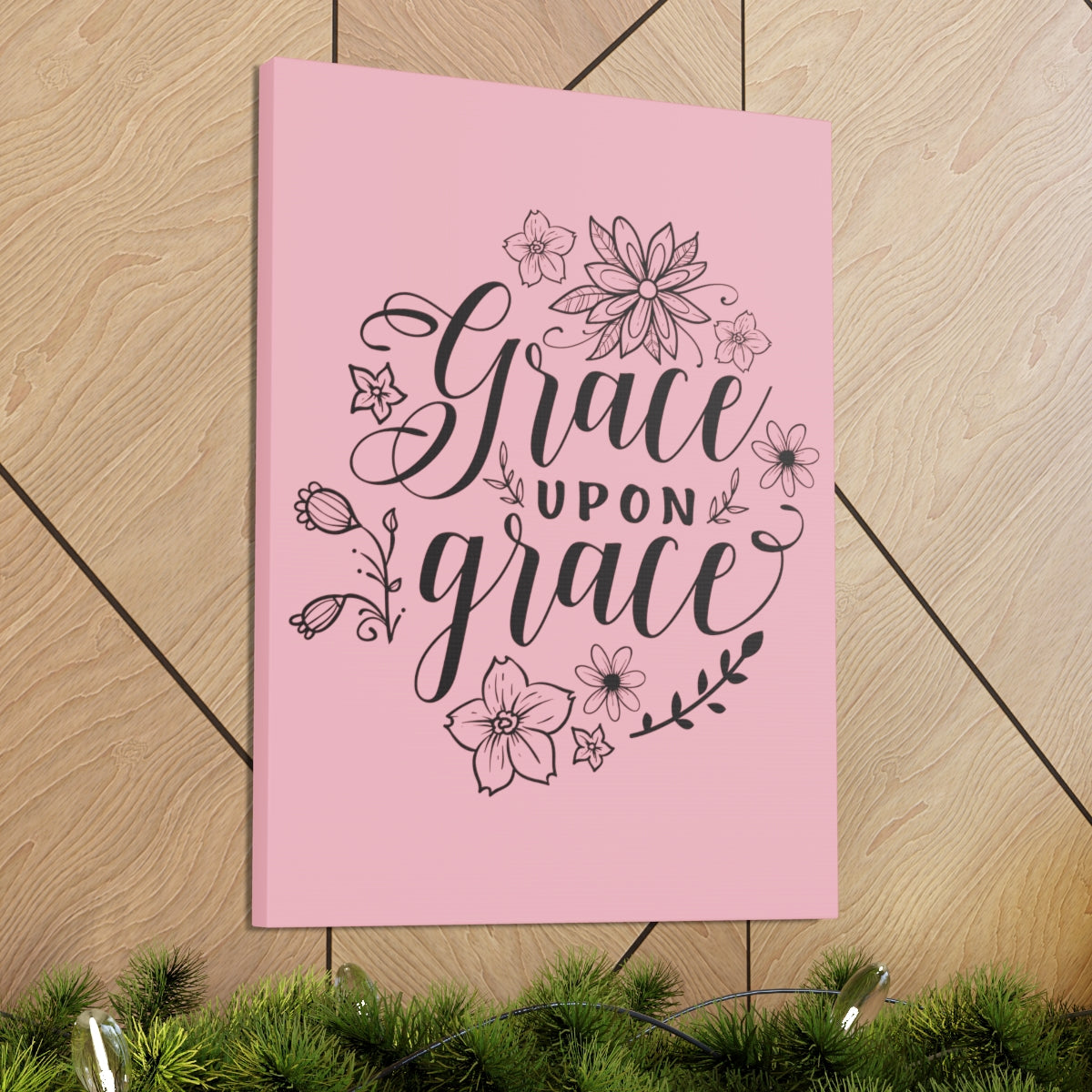 Scripture Walls Grace Upon Grace John 1:16 Pink Christian Wall Art Print Ready to Hang Unframed-Express Your Love Gifts