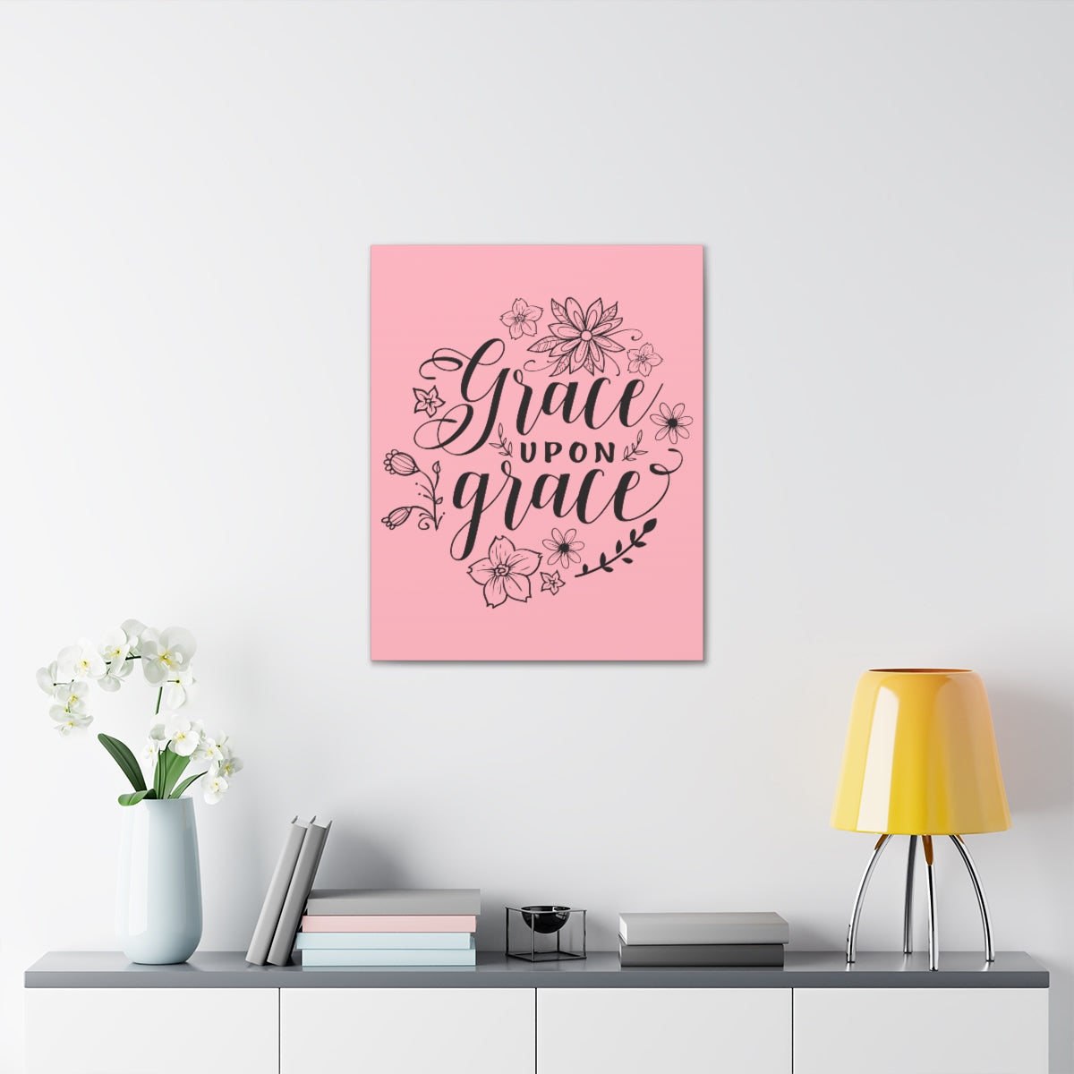 Scripture Walls Grace Upon Grace John 1:16 Pink Christian Wall Art Print Ready to Hang Unframed-Express Your Love Gifts