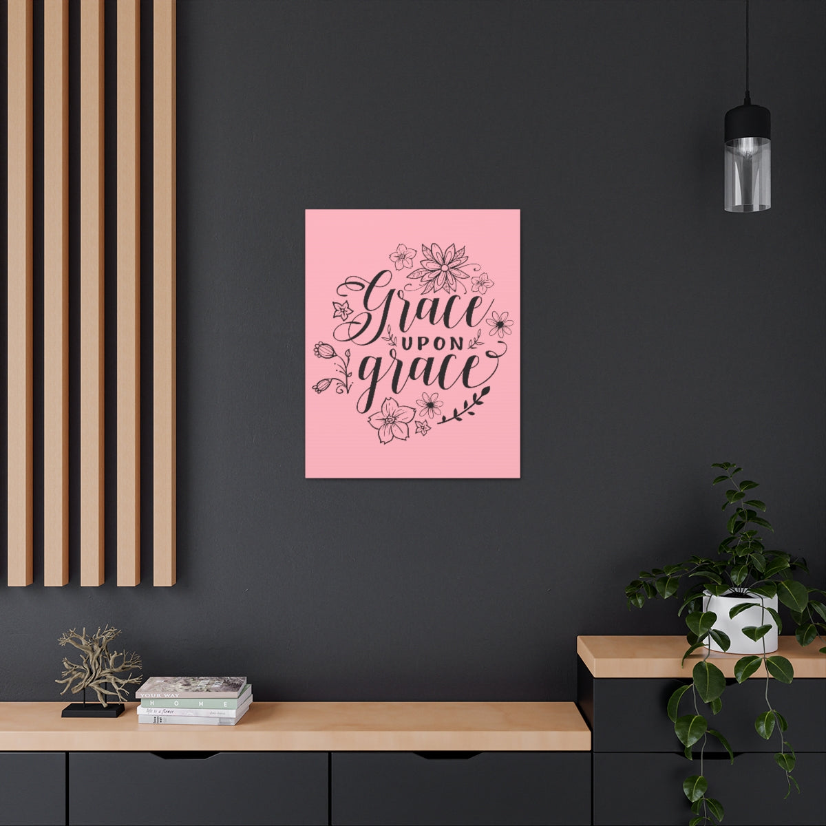 Scripture Walls Grace Upon Grace John 1:16 Pink Christian Wall Art Print Ready to Hang Unframed-Express Your Love Gifts