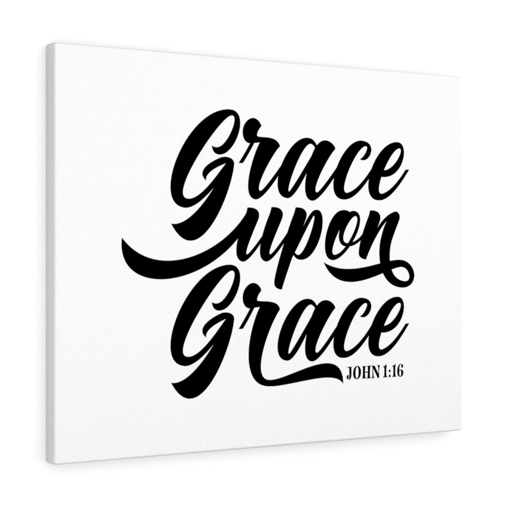 Scripture Walls Grace Upon Grace John 1:16 White Bible Verse Canvas Christian Wall Art Ready to Hang Unframed-Express Your Love Gifts