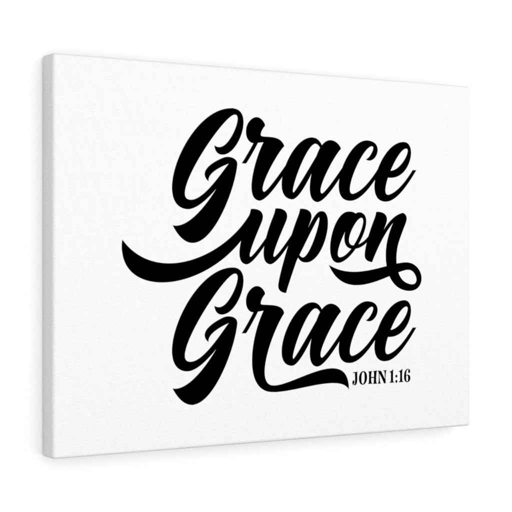 Scripture Walls Grace Upon Grace John 1:16 White Bible Verse Canvas Christian Wall Art Ready to Hang Unframed-Express Your Love Gifts