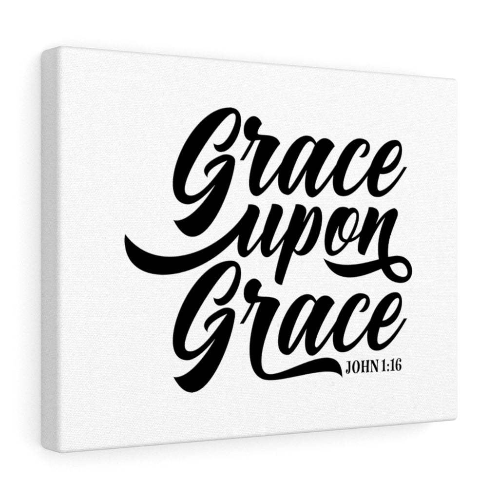 Scripture Walls Grace Upon Grace John 1:16 White Bible Verse Canvas Christian Wall Art Ready to Hang Unframed-Express Your Love Gifts