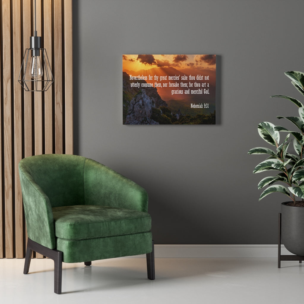 Scripture Walls Gracious and Merciful God Nehemiah 9:31 Bible Verse Canvas Christian Wall Art Ready to Hang Unframed-Express Your Love Gifts
