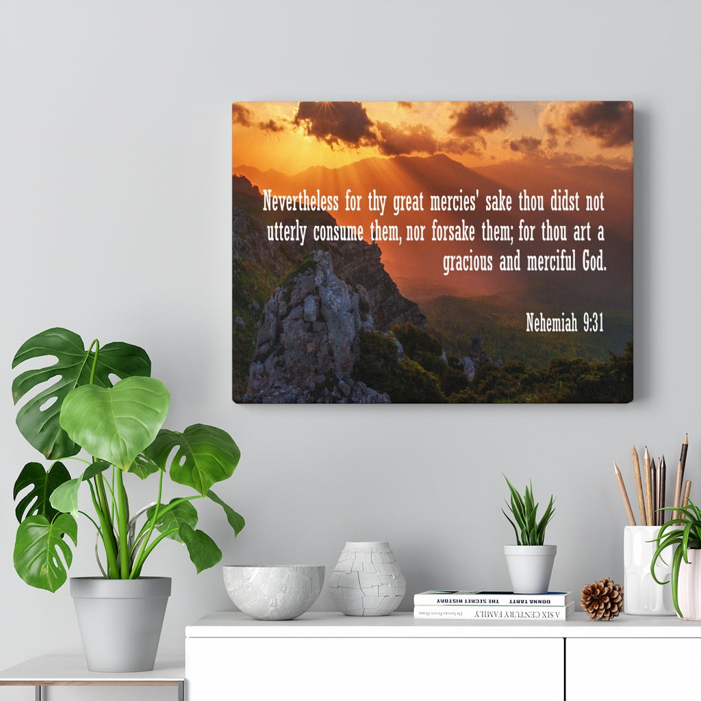 Scripture Walls Gracious and Merciful God Nehemiah 9:31 Bible Verse Canvas Christian Wall Art Ready to Hang Unframed-Express Your Love Gifts