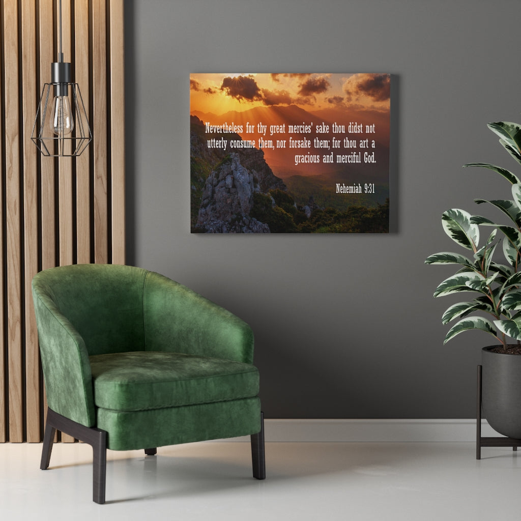 Scripture Walls Gracious and Merciful God Nehemiah 9:31 Bible Verse Canvas Christian Wall Art Ready to Hang Unframed-Express Your Love Gifts