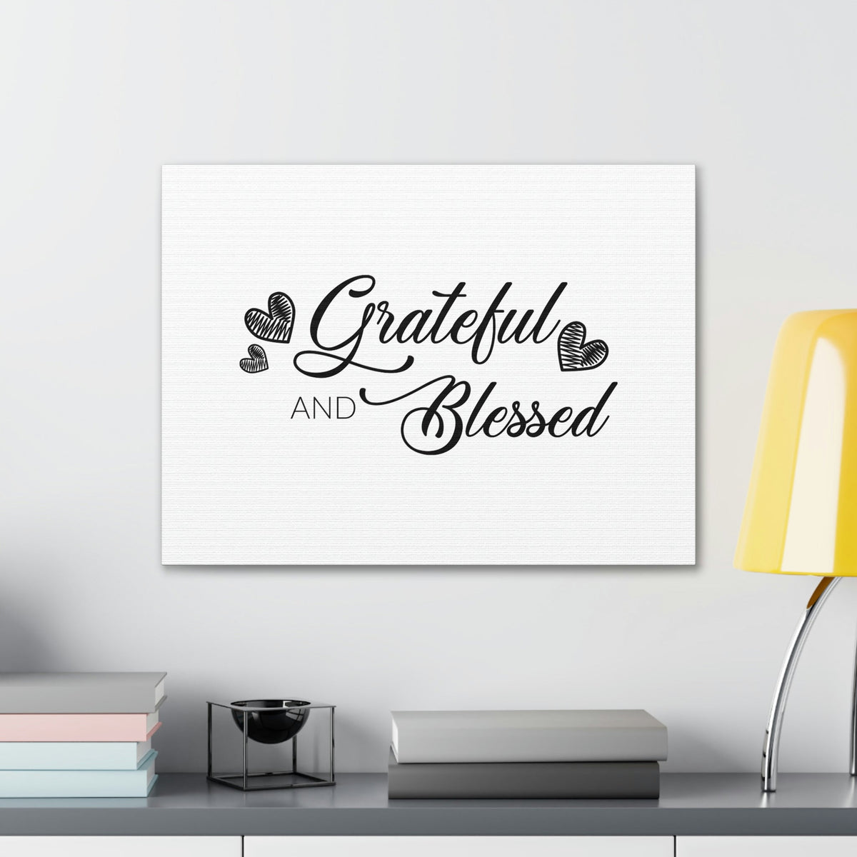 Scripture Walls Grateful And Blessed Hebrews 12:28 Three Hearts Christian Wall Art Bible Verse Print Ready to Hang Unframed-Express Your Love Gifts