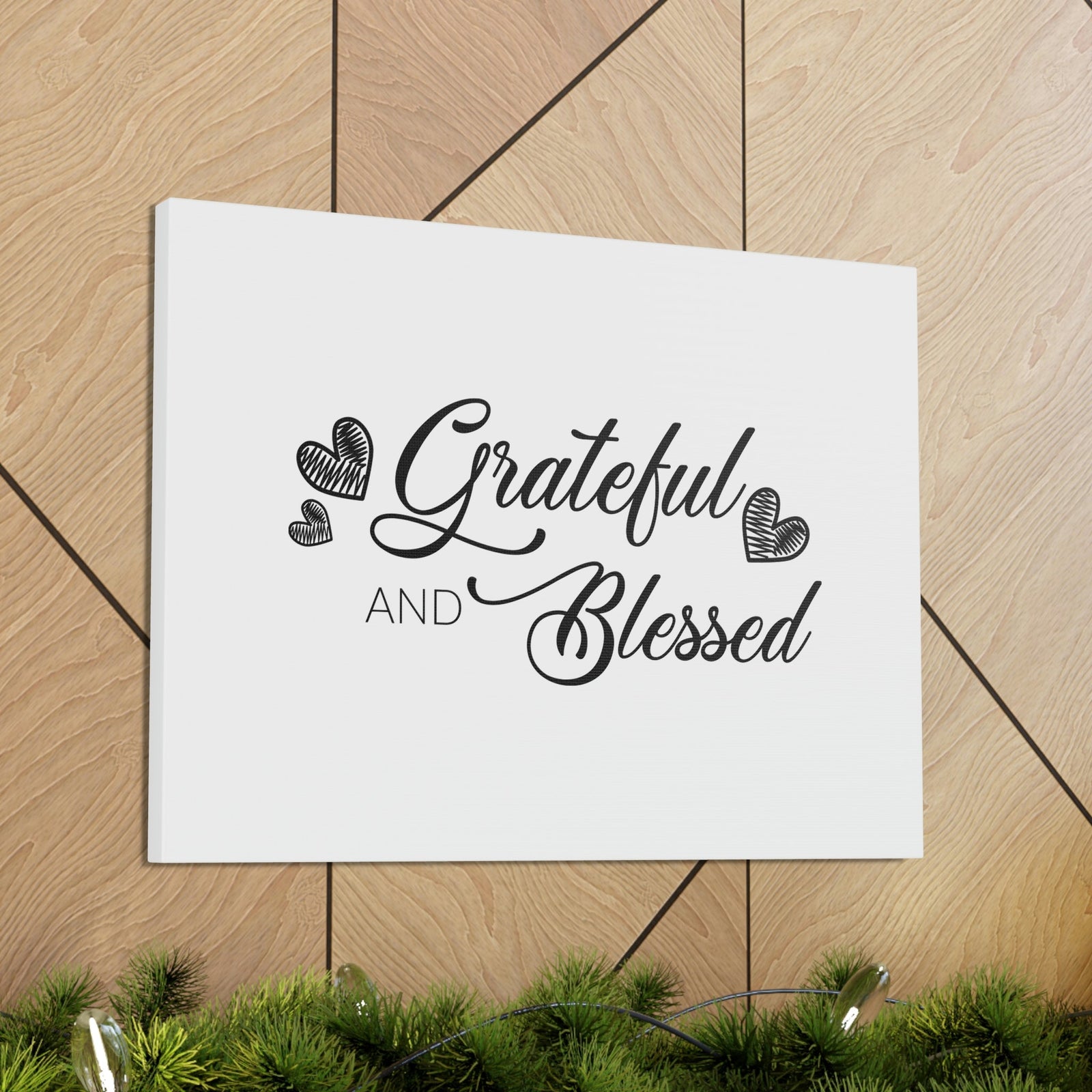 Scripture Walls Grateful And Blessed Hebrews 12:28 Three Hearts Christian Wall Art Bible Verse Print Ready to Hang Unframed-Express Your Love Gifts
