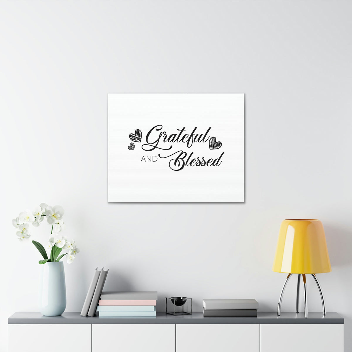 Scripture Walls Grateful And Blessed Hebrews 12:28 Three Hearts Christian Wall Art Bible Verse Print Ready to Hang Unframed-Express Your Love Gifts