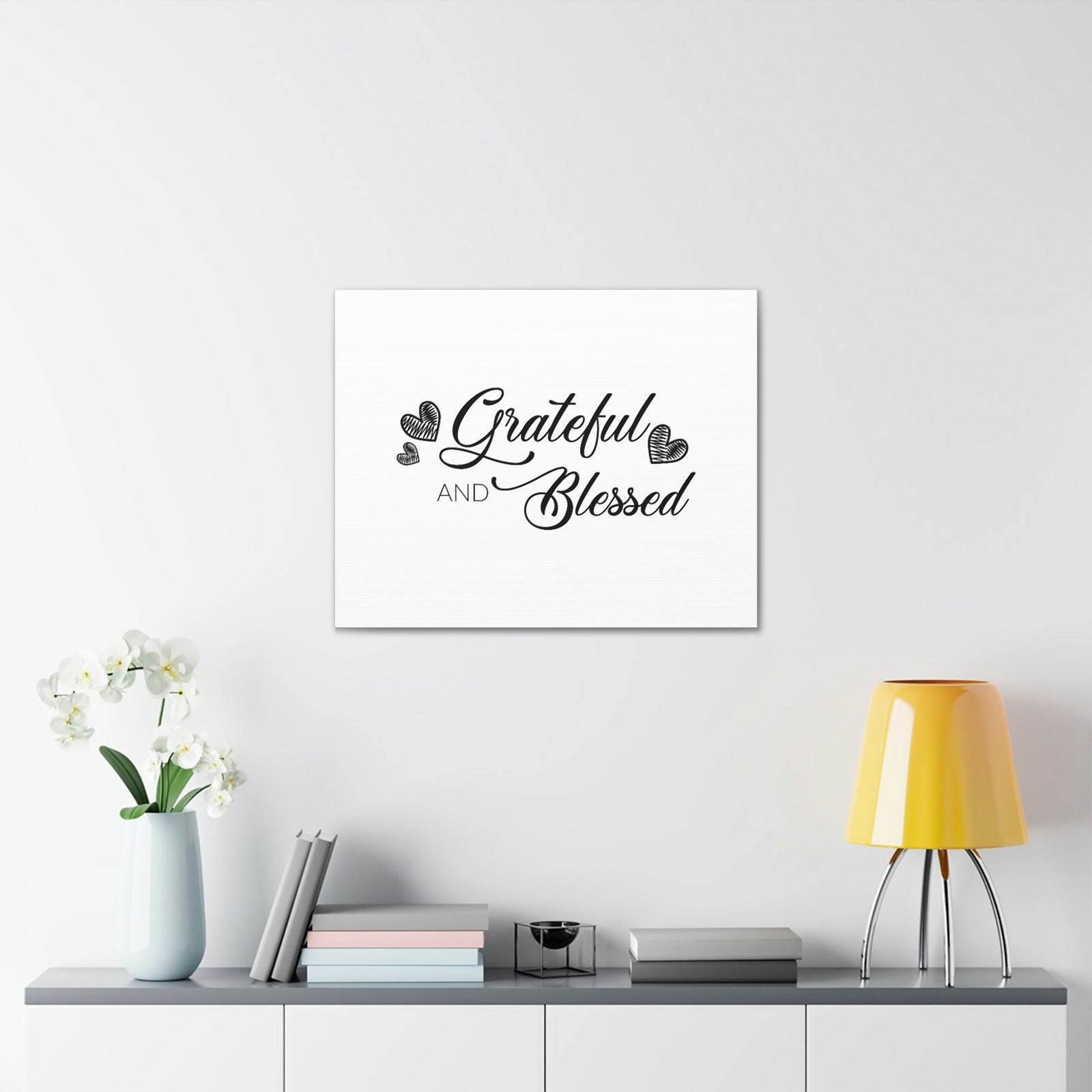 Scripture Walls Grateful And Blessed Hebrews 12:28 Three Hearts Christian Wall Art Bible Verse Print Ready to Hang Unframed-Express Your Love Gifts
