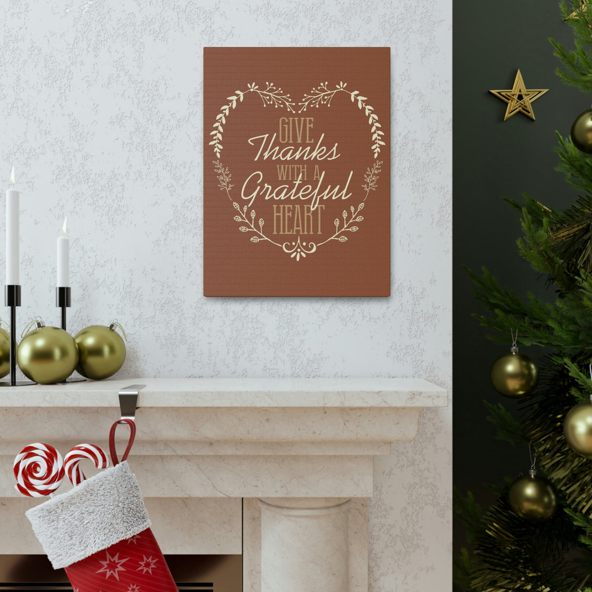 Scripture Walls Grateful Heart 1 Thessalonians 5:18 Red Brown Christian Wall Art Bible Verse Print Ready to Hang Unframed-Express Your Love Gifts