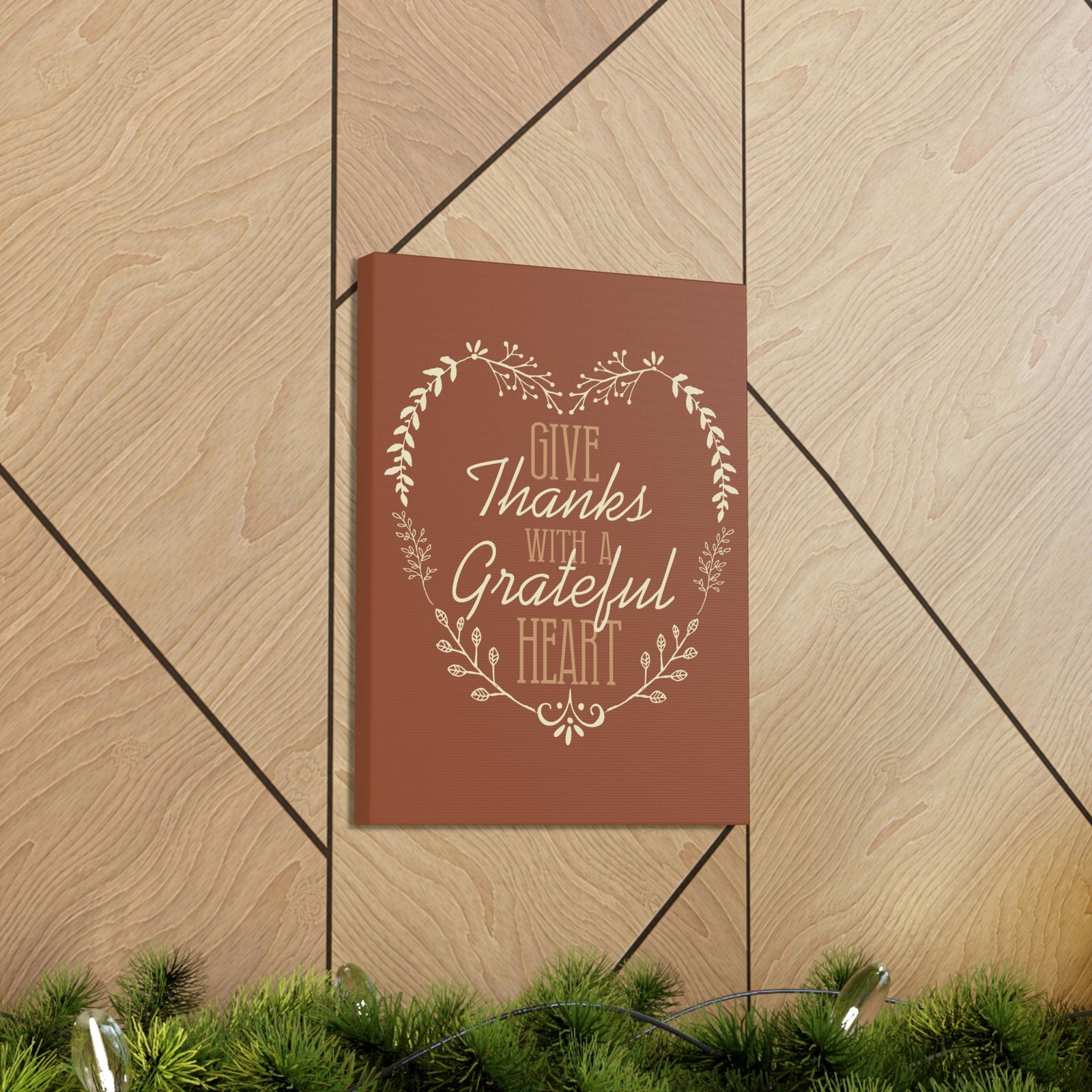 Scripture Walls Grateful Heart 1 Thessalonians 5:18 Red Brown Christian Wall Art Bible Verse Print Ready to Hang Unframed-Express Your Love Gifts