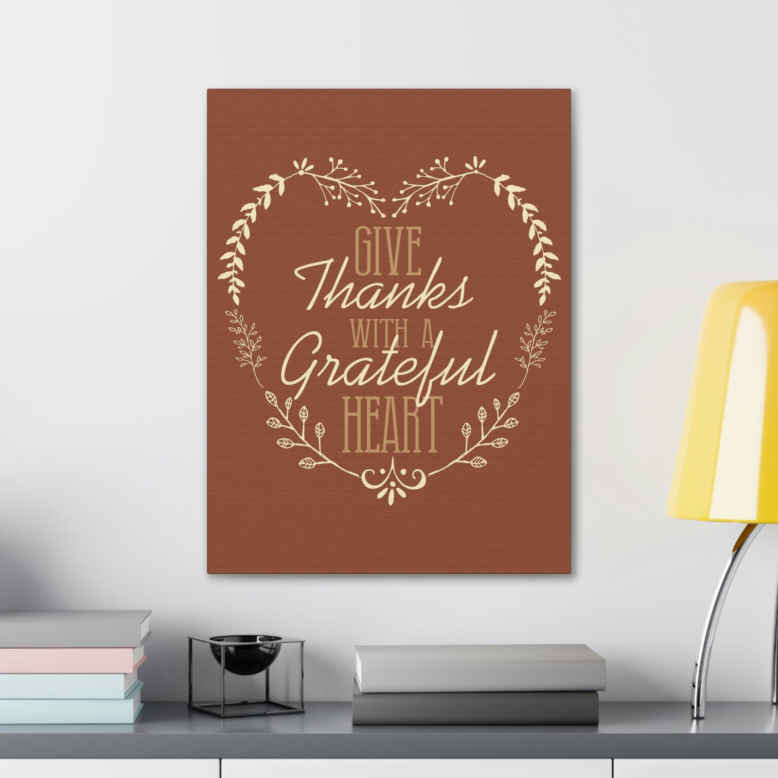 Scripture Walls Grateful Heart 1 Thessalonians 5:18 Red Brown Christian Wall Art Bible Verse Print Ready to Hang Unframed-Express Your Love Gifts