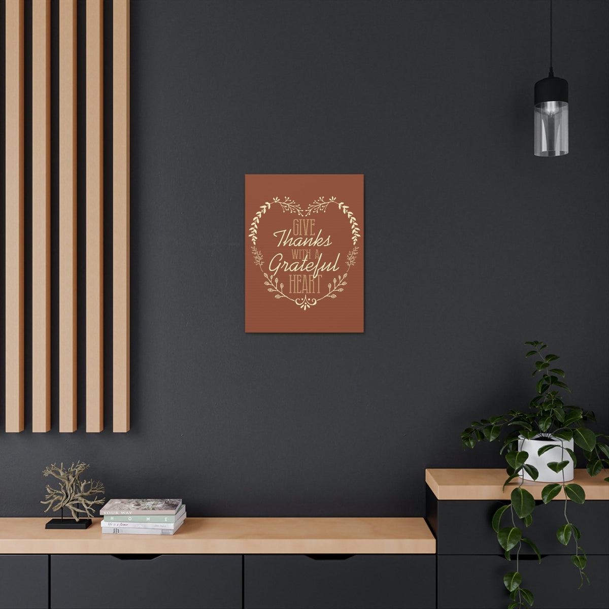 Scripture Walls Grateful Heart 1 Thessalonians 5:18 Red Brown Christian Wall Art Bible Verse Print Ready to Hang Unframed-Express Your Love Gifts