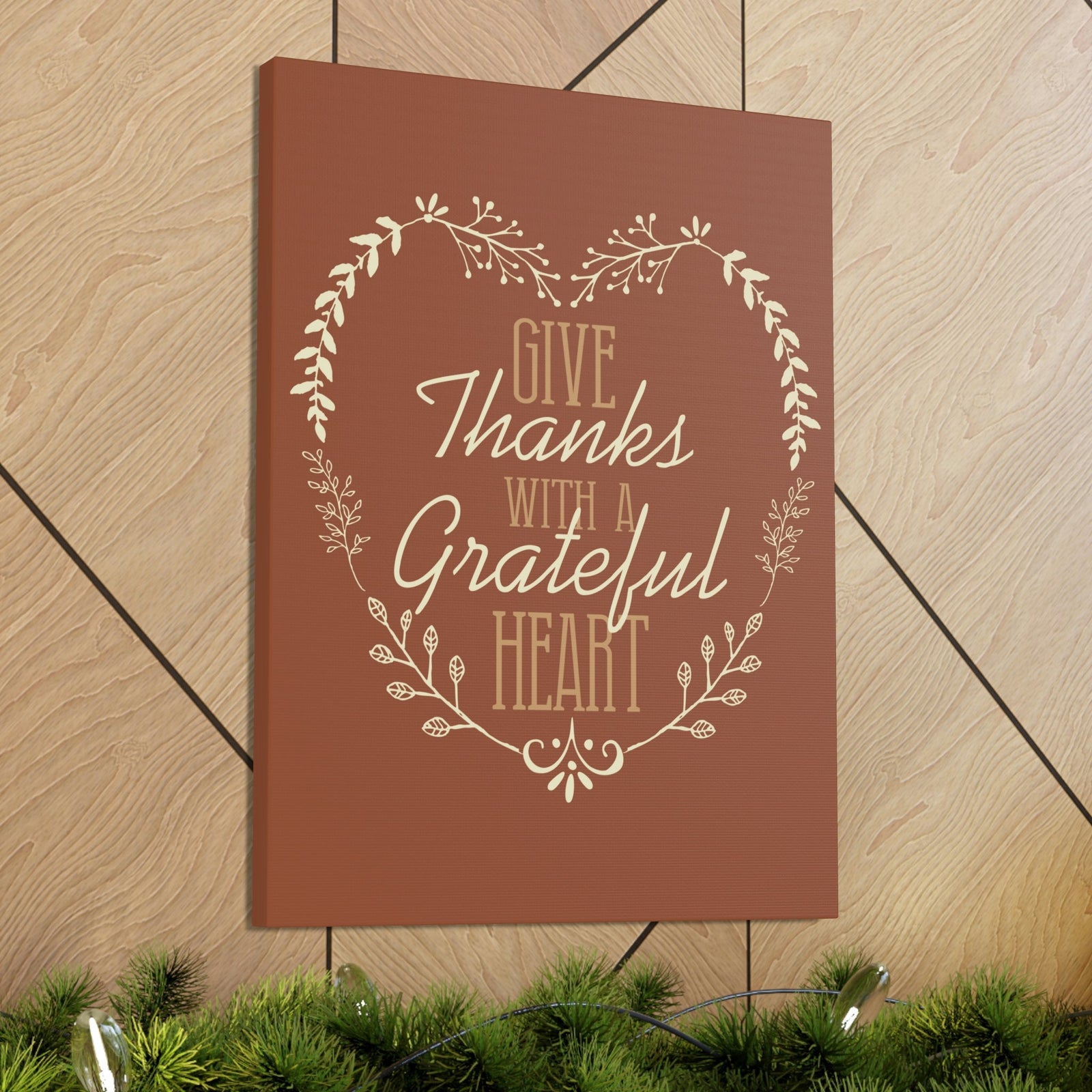 Scripture Walls Grateful Heart 1 Thessalonians 5:18 Red Brown Christian Wall Art Bible Verse Print Ready to Hang Unframed-Express Your Love Gifts