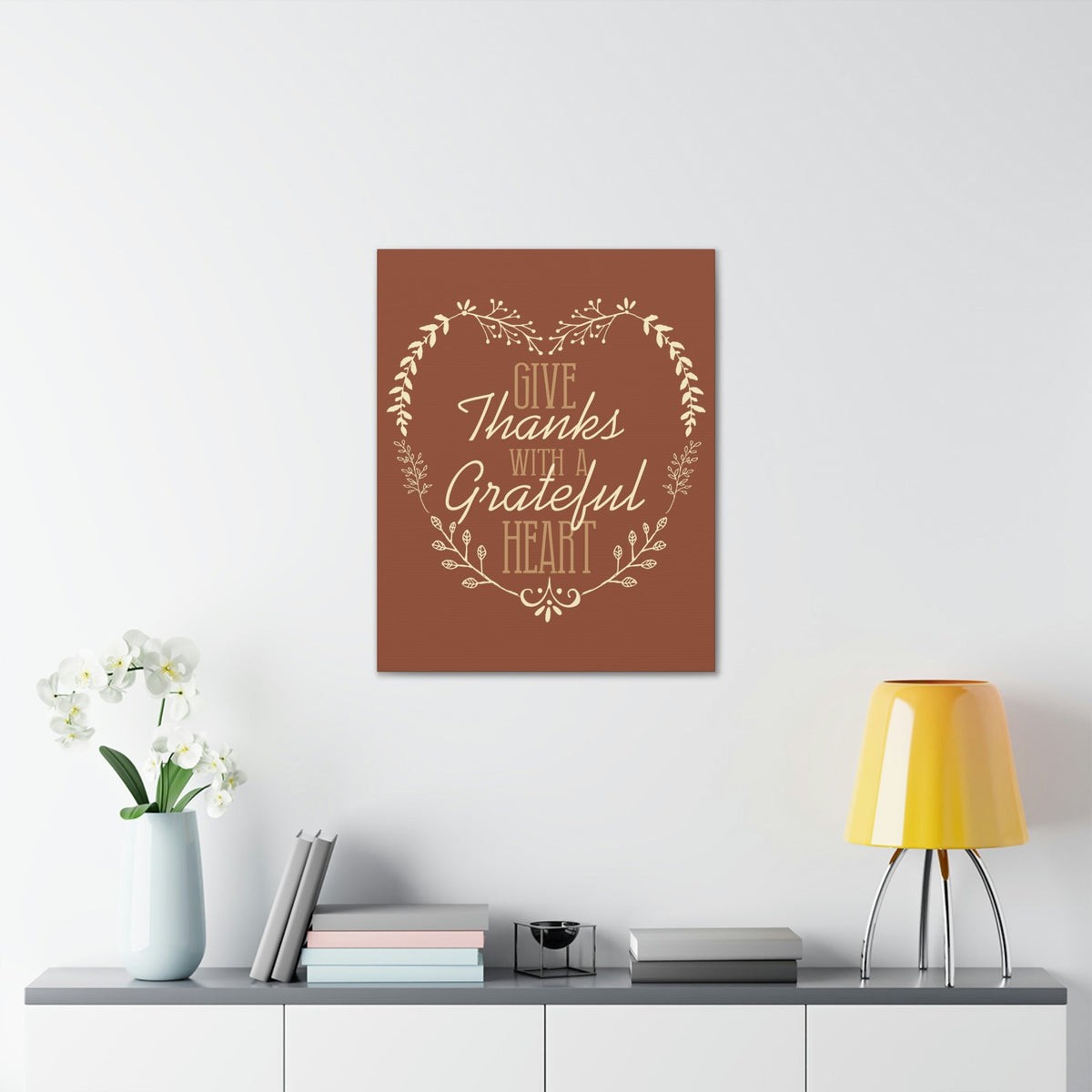 Scripture Walls Grateful Heart 1 Thessalonians 5:18 Red Brown Christian Wall Art Bible Verse Print Ready to Hang Unframed-Express Your Love Gifts