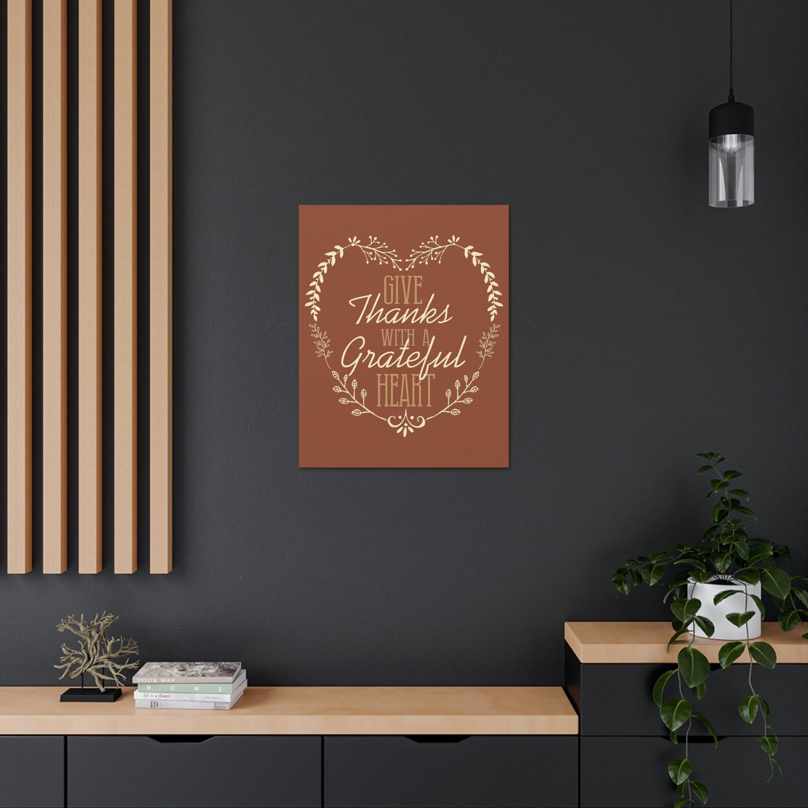 Scripture Walls Grateful Heart 1 Thessalonians 5:18 Red Brown Christian Wall Art Bible Verse Print Ready to Hang Unframed-Express Your Love Gifts