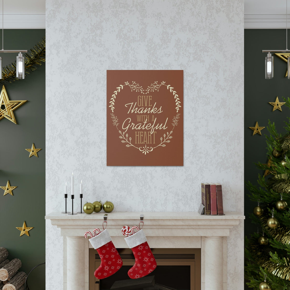 Scripture Walls Grateful Heart 1 Thessalonians 5:18 Red Brown Christian Wall Art Bible Verse Print Ready to Hang Unframed-Express Your Love Gifts