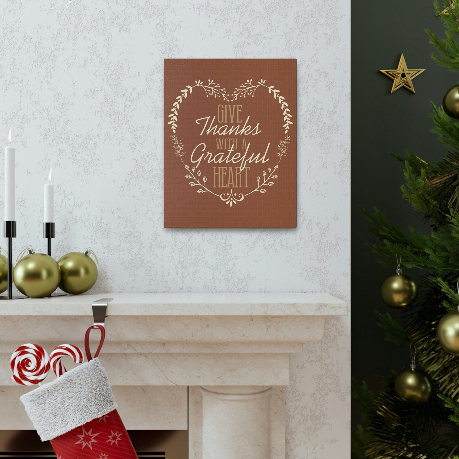 Scripture Walls Grateful Heart 1 Thessalonians 5:18 Red Brown Christian Wall Art Bible Verse Print Ready to Hang Unframed-Express Your Love Gifts