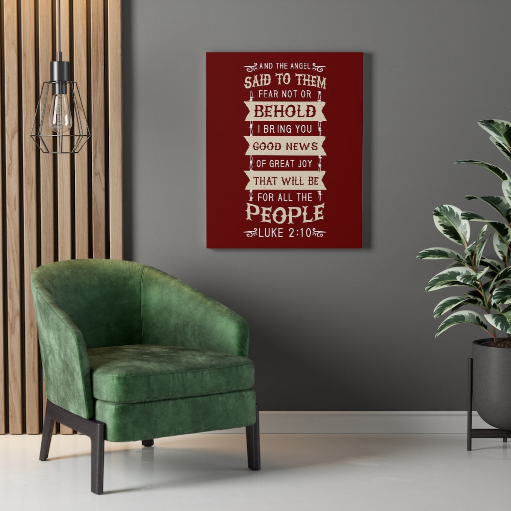 Scripture Walls Great Joy Luke 2:10 Bible Verse Canvas Christian Wall Art Ready to Hang Unframed-Express Your Love Gifts
