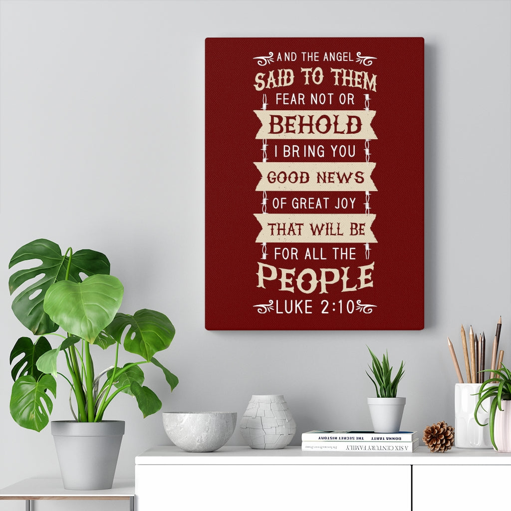 Scripture Walls Great Joy Luke 2:10 Bible Verse Canvas Christian Wall Art Ready to Hang Unframed-Express Your Love Gifts