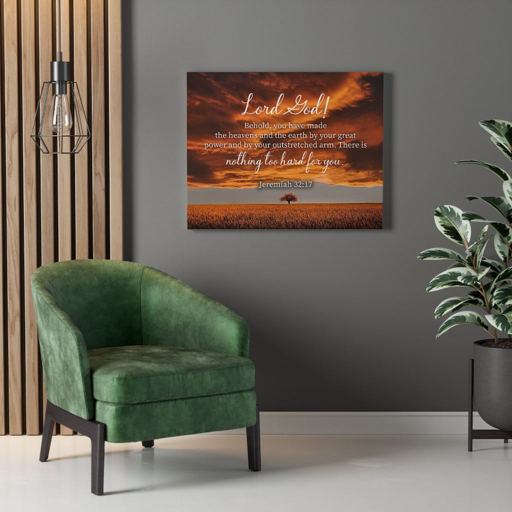 Scripture Walls Great Power Jeremiah 32:17 Bible Verse Canvas Christian Wall Art Ready to Hang Unframed-Express Your Love Gifts