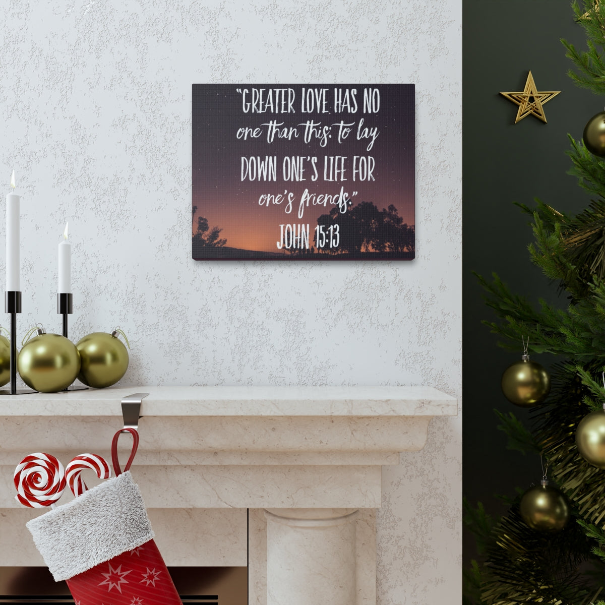 Scripture Walls Greater Love Has John 15:13 Bible Verse Canvas Christian Wall Art Bible Verse Print Ready To Hang Unframed-Express Your Love Gifts