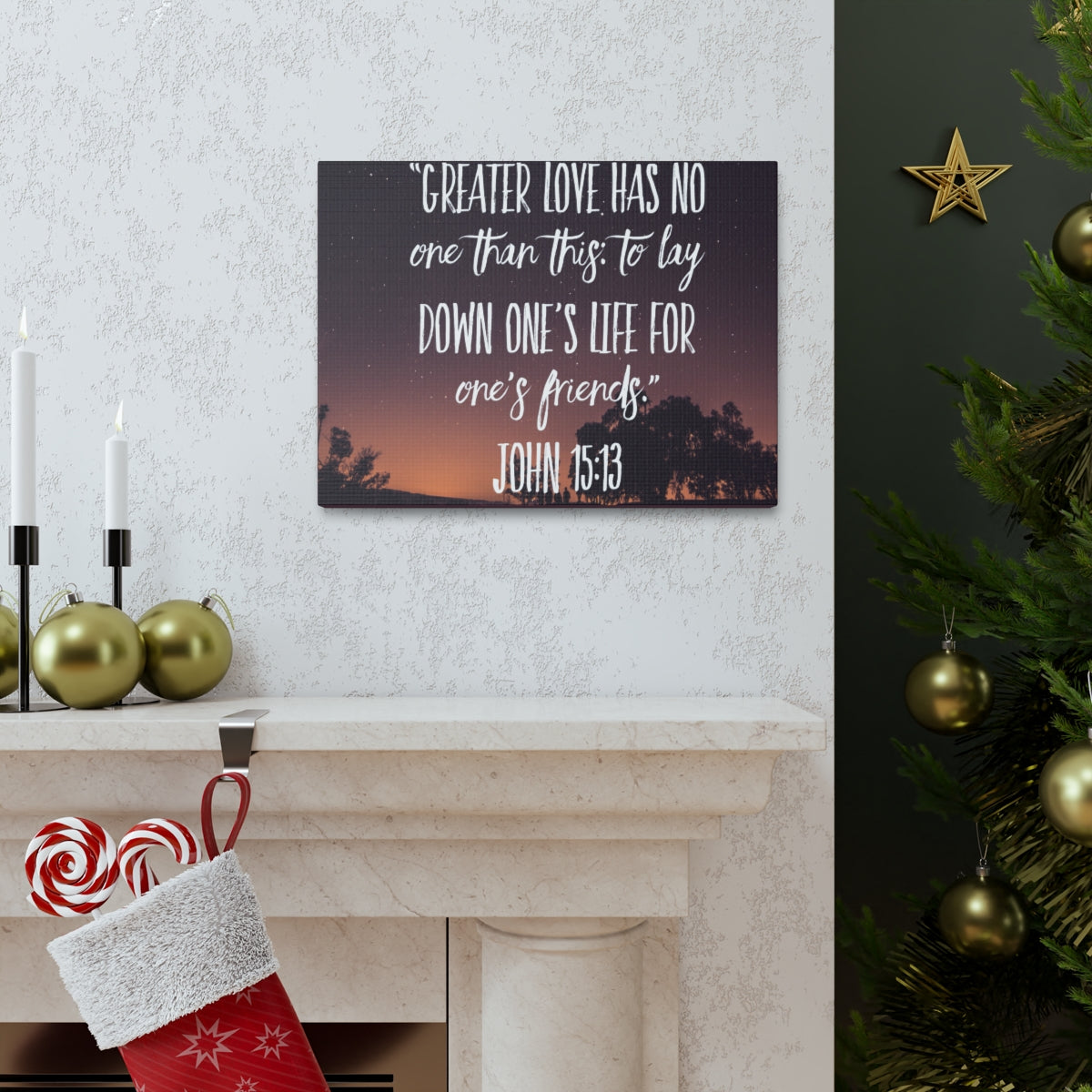 Scripture Walls Greater Love Has John 15:13 Bible Verse Canvas Christian Wall Art Bible Verse Print Ready To Hang Unframed-Express Your Love Gifts