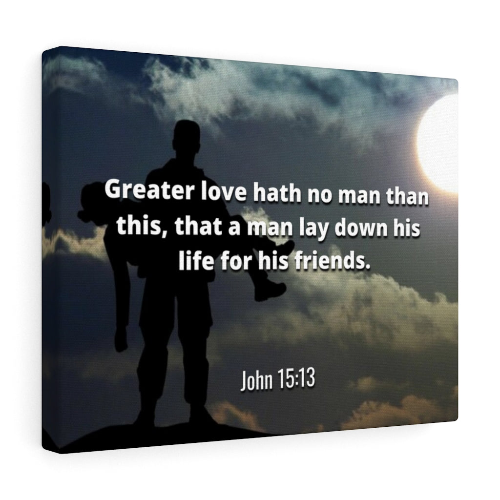 Scripture Walls Greater Love Hath No Man John 15:13 Bible Verse Canvas Christian Wall Art Ready to Hang Unframed-Express Your Love Gifts