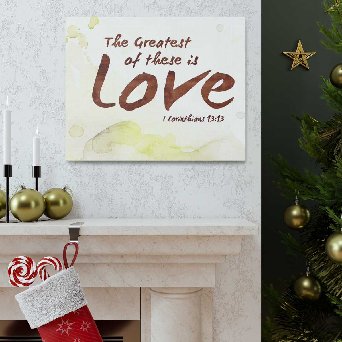 Scripture Walls Greatest Of This Is Love 1 Corinthians 13:13 Bible Verse Canvas Christian Wall Art Ready to Hang Unframed-Express Your Love Gifts