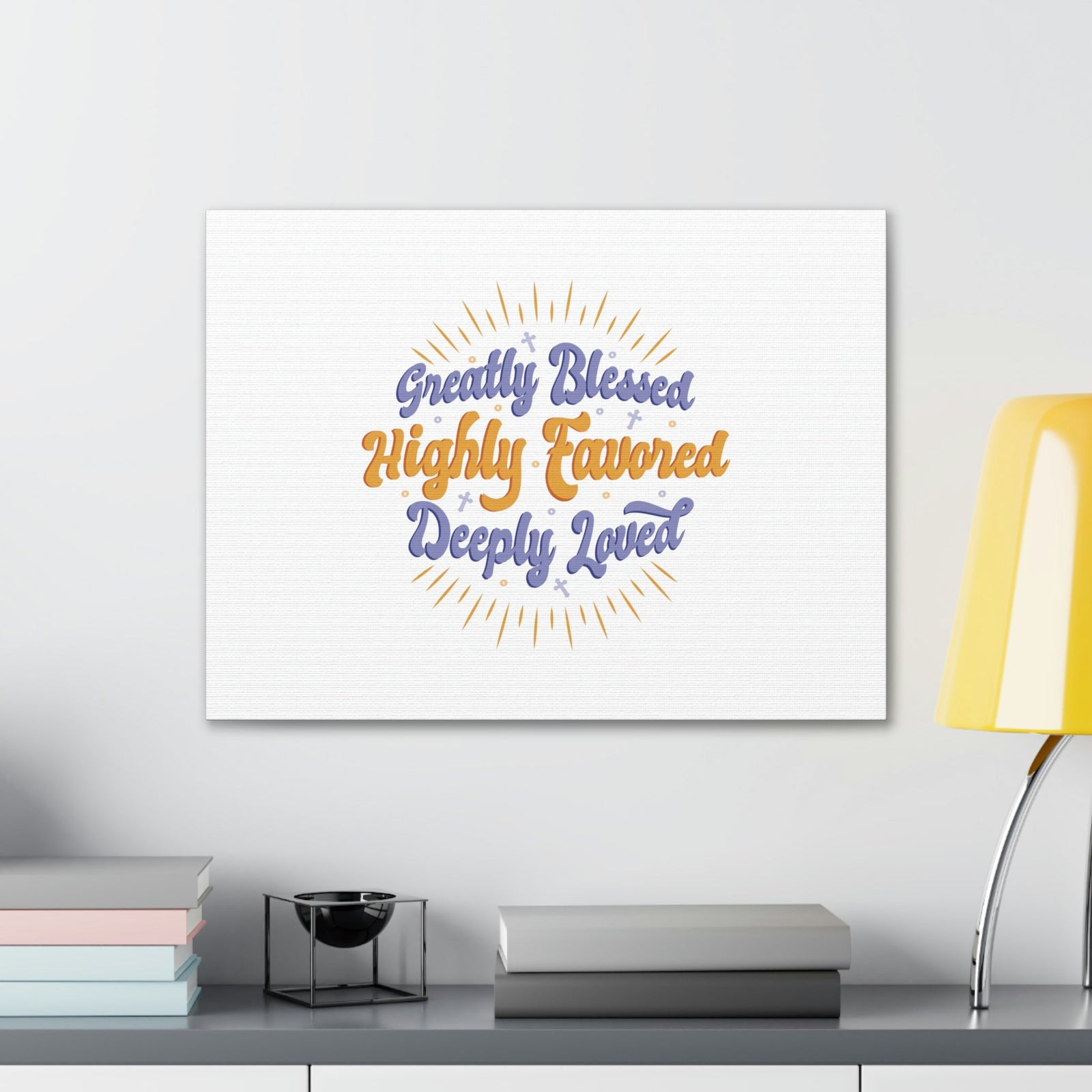 Scripture Walls Greatly Blessed Luke 1:28 Rays Christian Wall Art Bible Verse Print Ready to Hang Unframed-Express Your Love Gifts