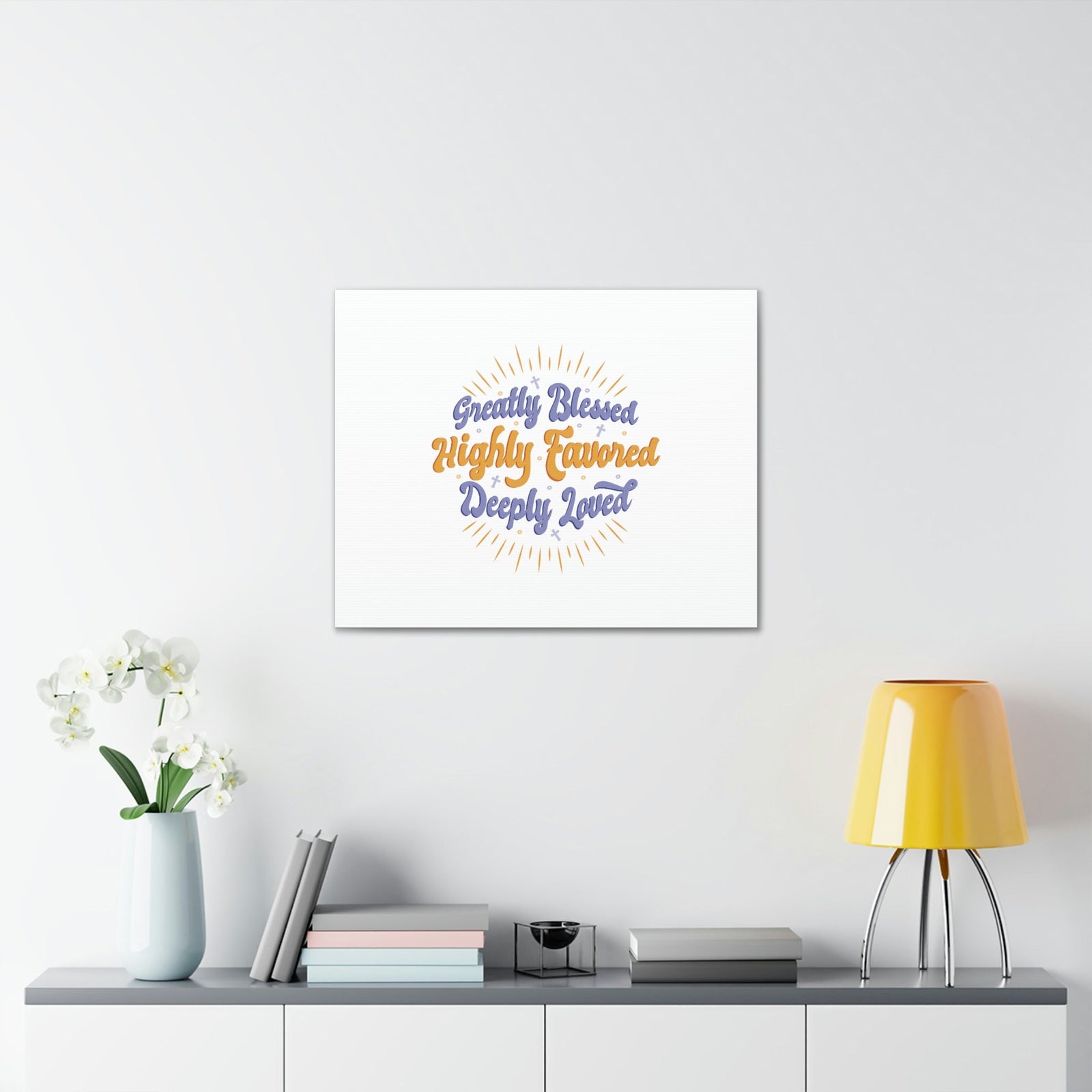 Scripture Walls Greatly Blessed Luke 1:28 Rays Christian Wall Art Bible Verse Print Ready to Hang Unframed-Express Your Love Gifts