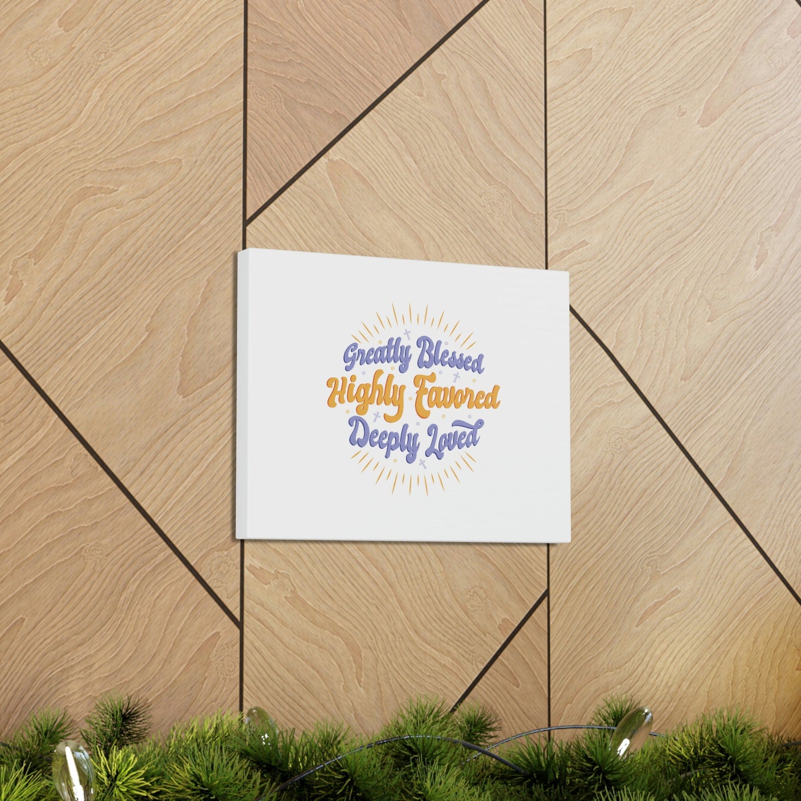 Scripture Walls Greatly Blessed Luke 1:28 Rays Christian Wall Art Bible Verse Print Ready to Hang Unframed-Express Your Love Gifts