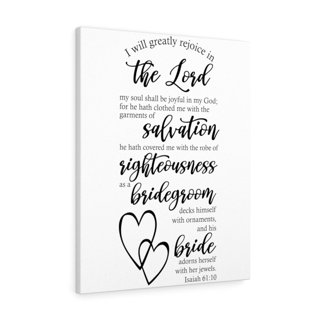 Scripture Walls Rejoice in Marriage Isaiah 61:10 Bible Verse Canvas Christian Wall Art Ready to Hang Unframed-Express Your Love Gifts