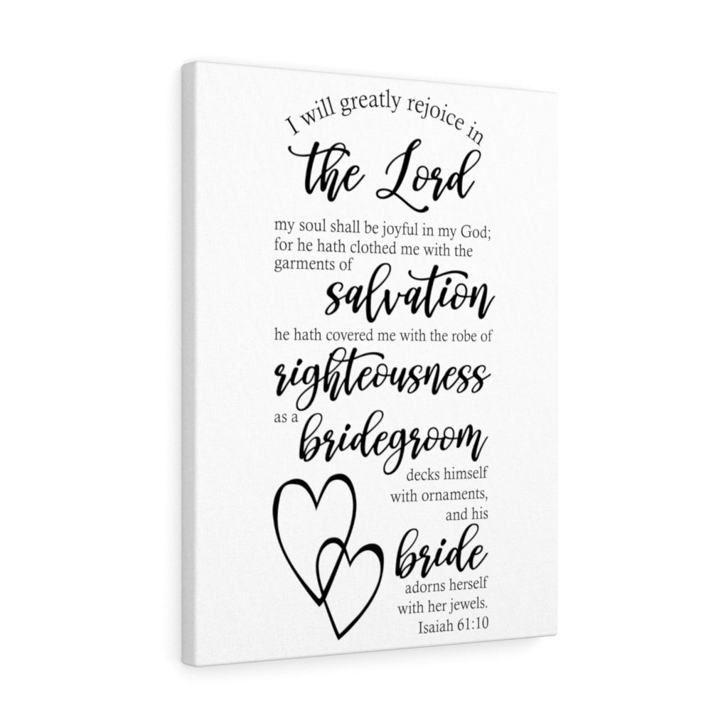 Scripture Walls Rejoice in Marriage Isaiah 61:10 Bible Verse Canvas Christian Wall Art Ready to Hang Unframed-Express Your Love Gifts