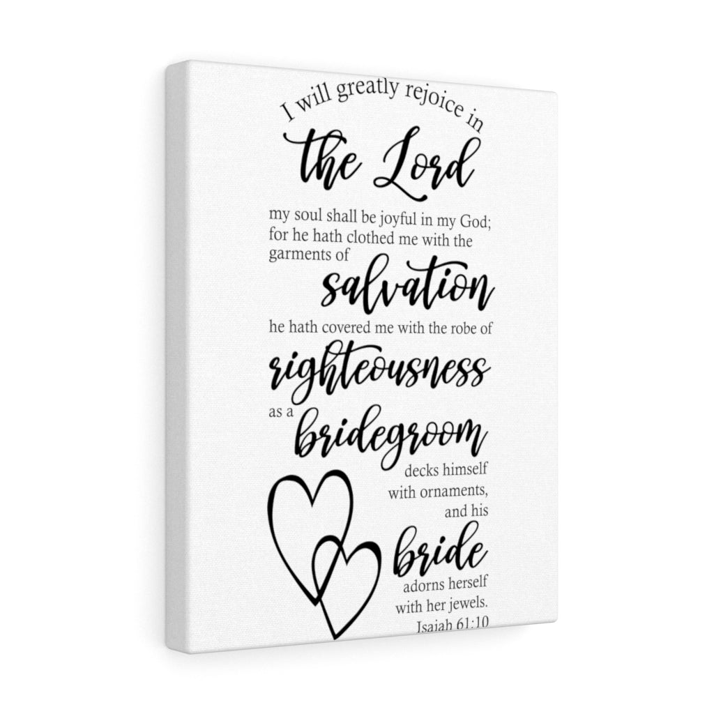 Scripture Walls Rejoice in Marriage Isaiah 61:10 Bible Verse Canvas Christian Wall Art Ready to Hang Unframed-Express Your Love Gifts