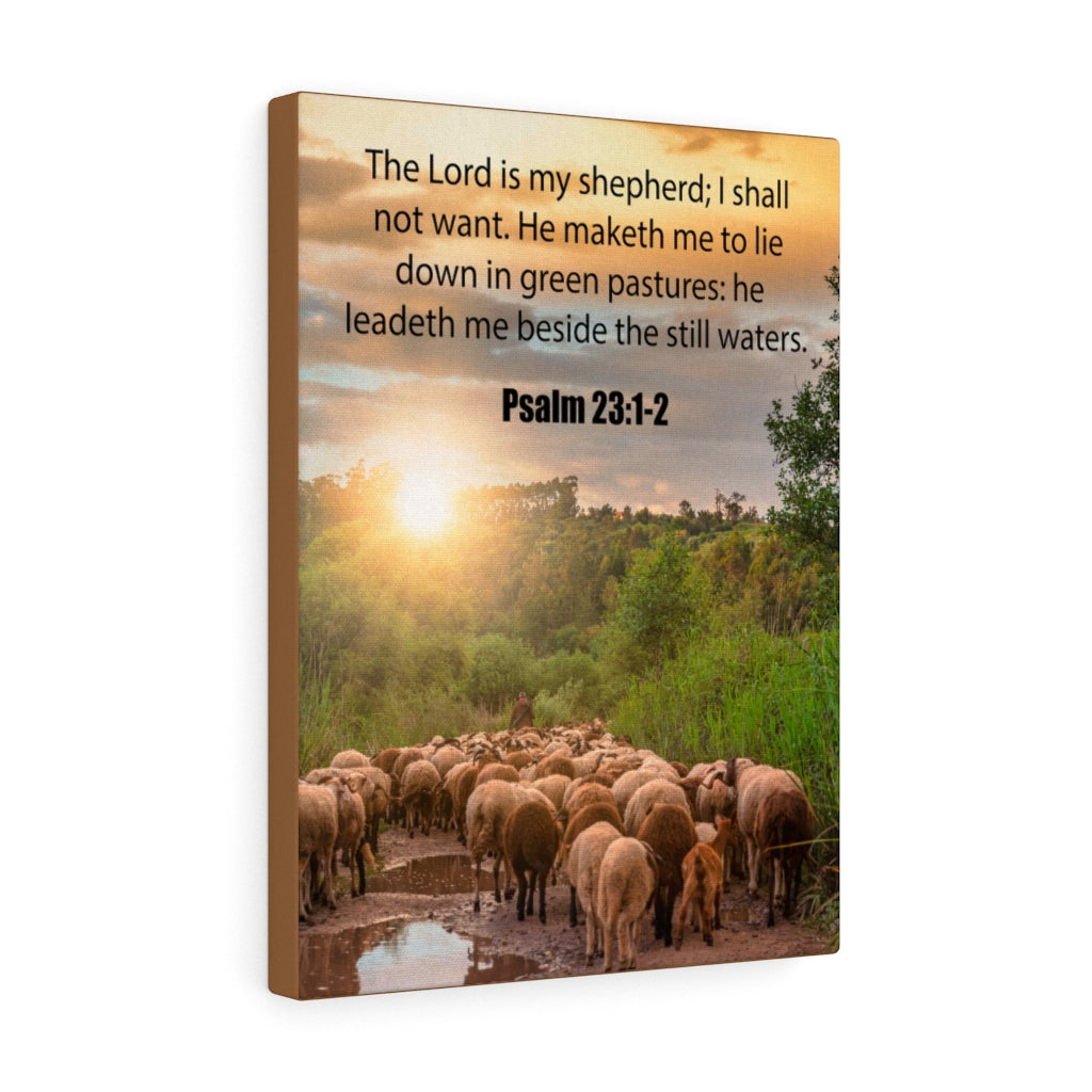 Scripture Walls Green Pastures Psalm 23:1-2 Bible Verse Canvas Christian Wall Art Ready to Hang Unframed-Express Your Love Gifts