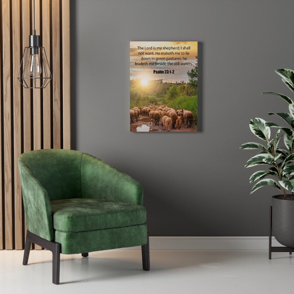 Scripture Walls Green Pastures Psalm 23:1-2 Bible Verse Canvas Christian Wall Art Ready to Hang Unframed-Express Your Love Gifts