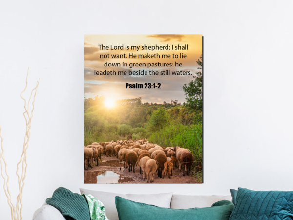 Scripture Walls Green Pastures Psalm 23:1-2 Bible Verse Canvas Christian Wall Art Ready to Hang Unframed-Express Your Love Gifts