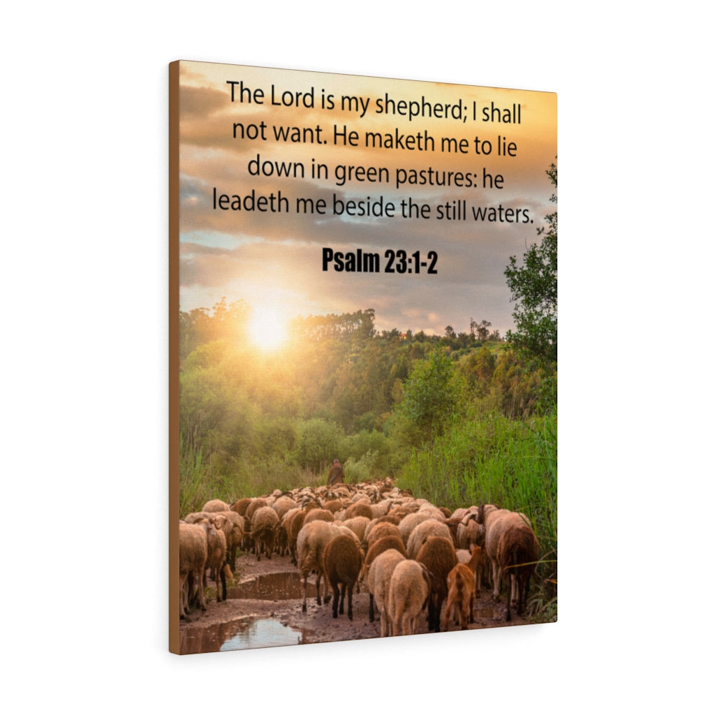 Scripture Walls Green Pastures Psalm 23:1-2 Bible Verse Canvas Christian Wall Art Ready to Hang Unframed-Express Your Love Gifts