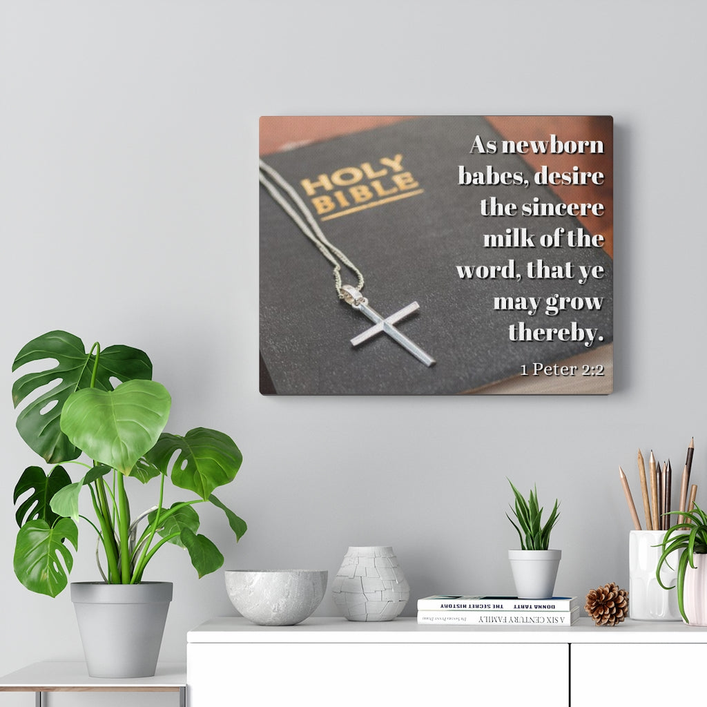 Scripture Walls Grow 1 Peter 2:2 Bible Verse Canvas Christian Wall Art Ready to Hang Unframed-Express Your Love Gifts