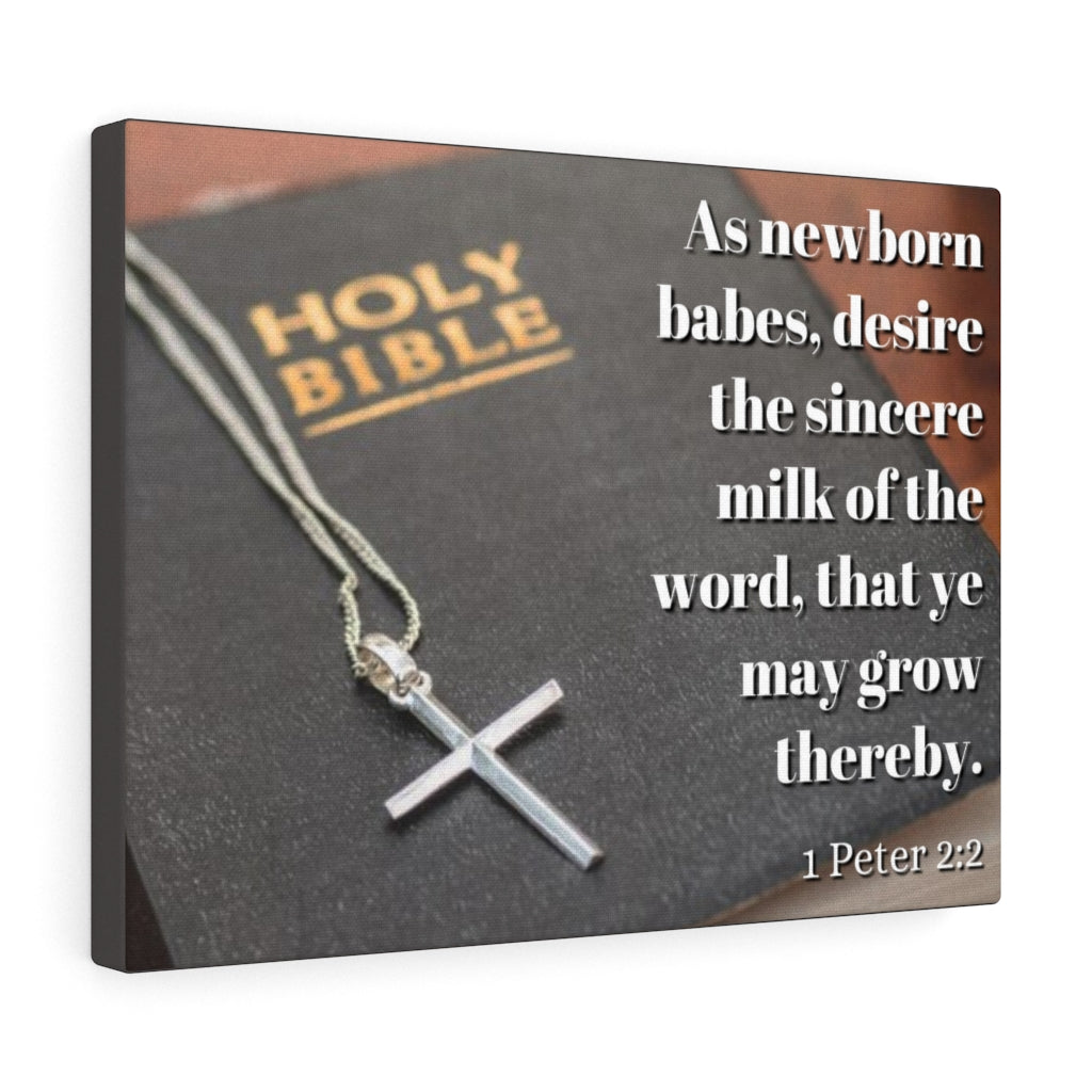 Scripture Walls Grow 1 Peter 2:2 Bible Verse Canvas Christian Wall Art Ready to Hang Unframed-Express Your Love Gifts