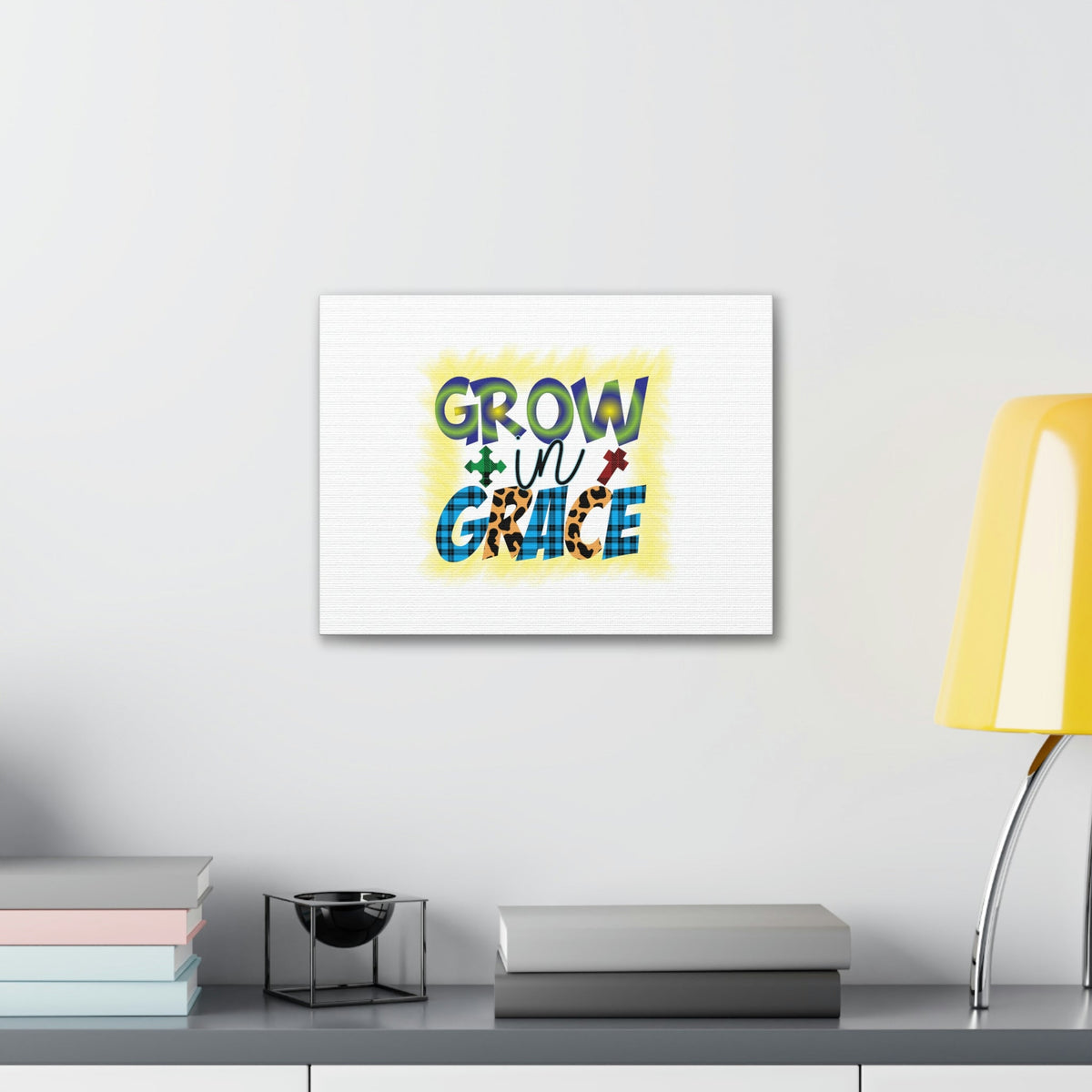 Scripture Walls Grow In Grace 2 Peter 3:18 Yellow Christian Wall Art Bible Verse Print Ready to Hang Unframed-Express Your Love Gifts