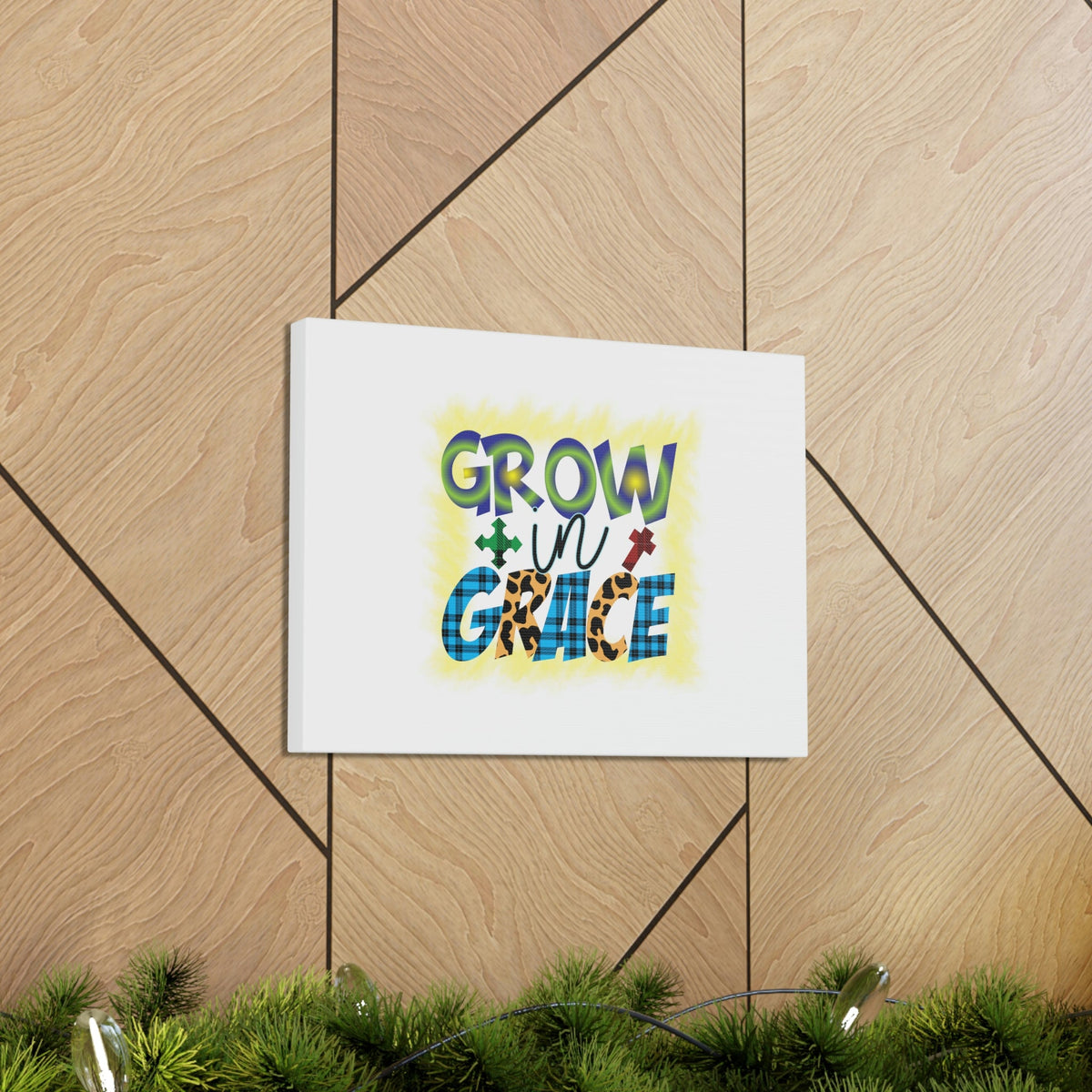 Scripture Walls Grow In Grace 2 Peter 3:18 Yellow Christian Wall Art Bible Verse Print Ready to Hang Unframed-Express Your Love Gifts