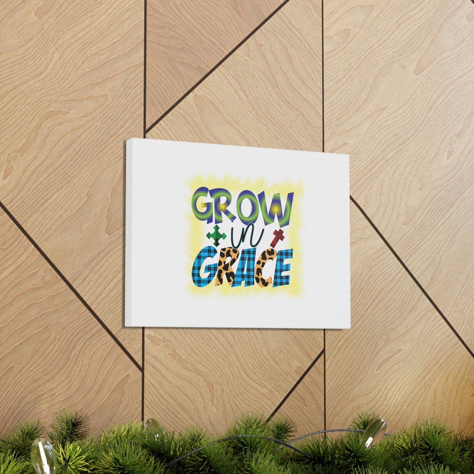 Scripture Walls Grow In Grace 2 Peter 3:18 Yellow Christian Wall Art Bible Verse Print Ready to Hang Unframed-Express Your Love Gifts
