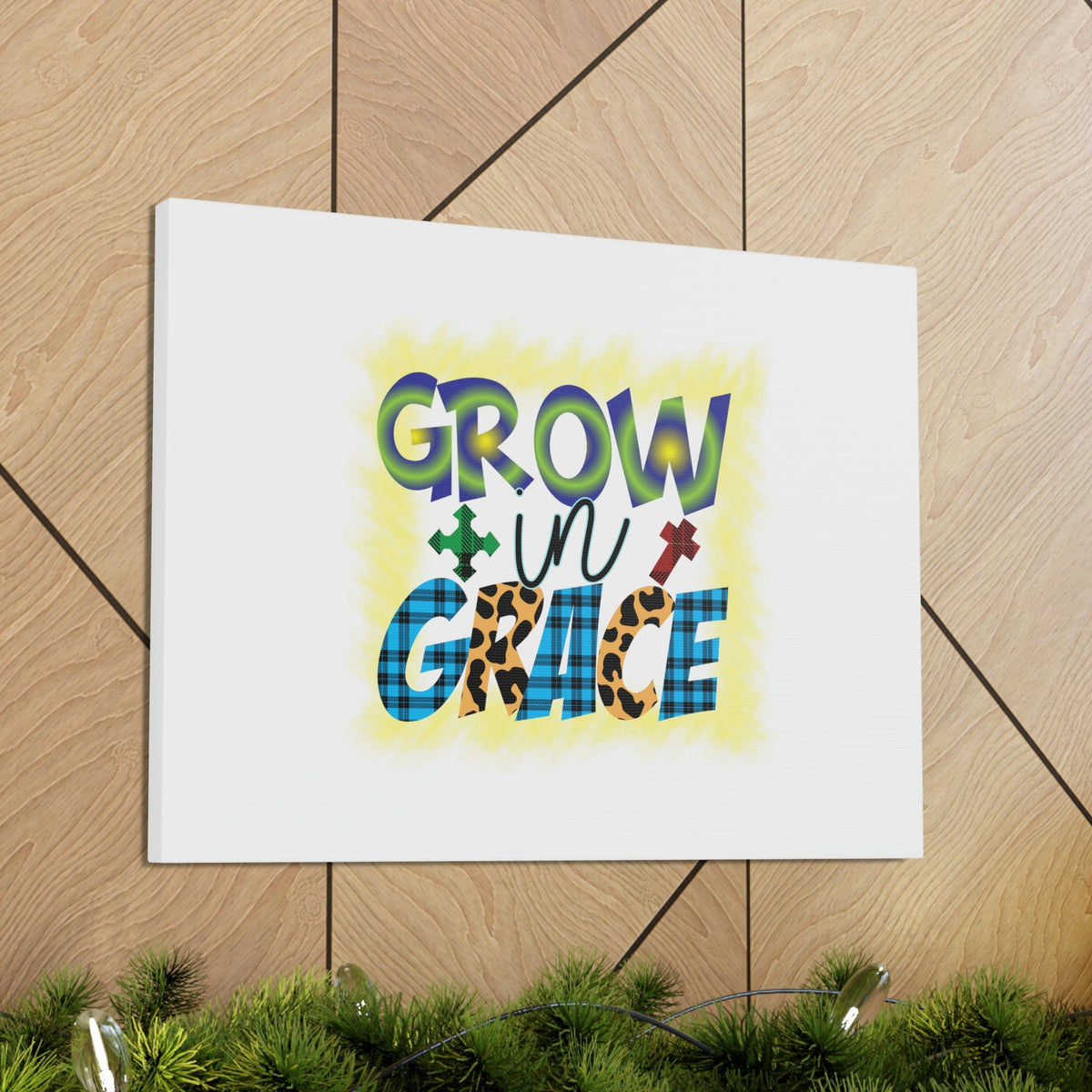 Scripture Walls Grow In Grace 2 Peter 3:18 Yellow Christian Wall Art Bible Verse Print Ready to Hang Unframed-Express Your Love Gifts