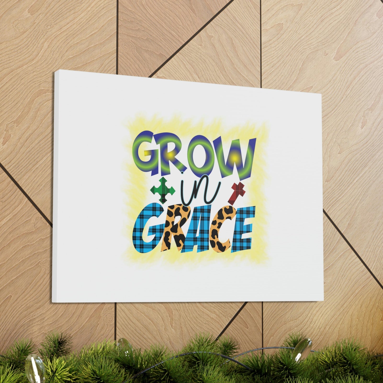 Scripture Walls Grow In Grace 2 Peter 3:18 Yellow Christian Wall Art Bible Verse Print Ready to Hang Unframed-Express Your Love Gifts