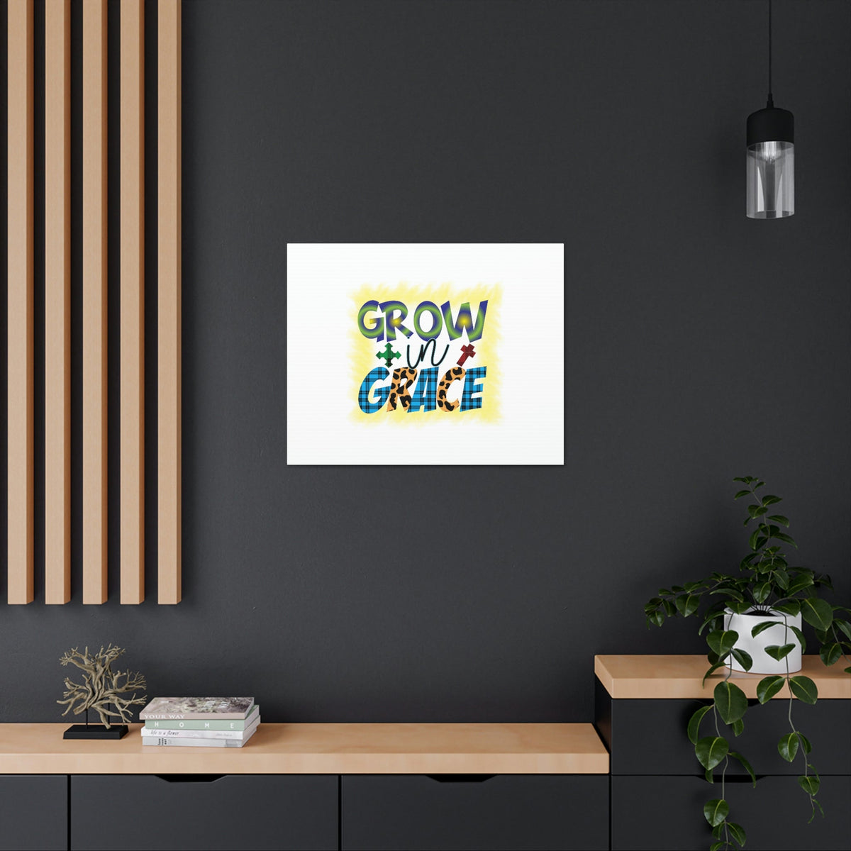 Scripture Walls Grow In Grace 2 Peter 3:18 Yellow Christian Wall Art Bible Verse Print Ready to Hang Unframed-Express Your Love Gifts